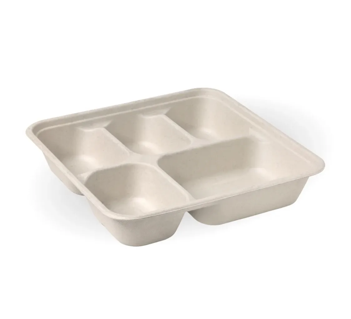 5 Compartment Sugarcane Plate (200PCS) 1 5 Compartment Sugarcane Plate (200PCS)
