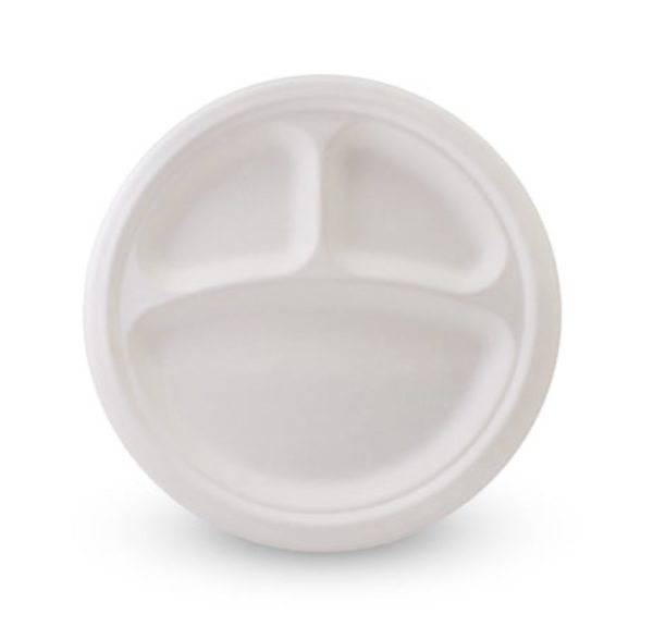 10”-3 Sugarcane Compartment Round Plate