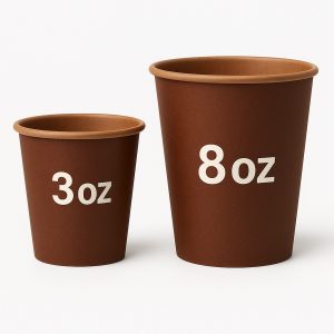 3oz and 8oz coffee cup, chocolate colour